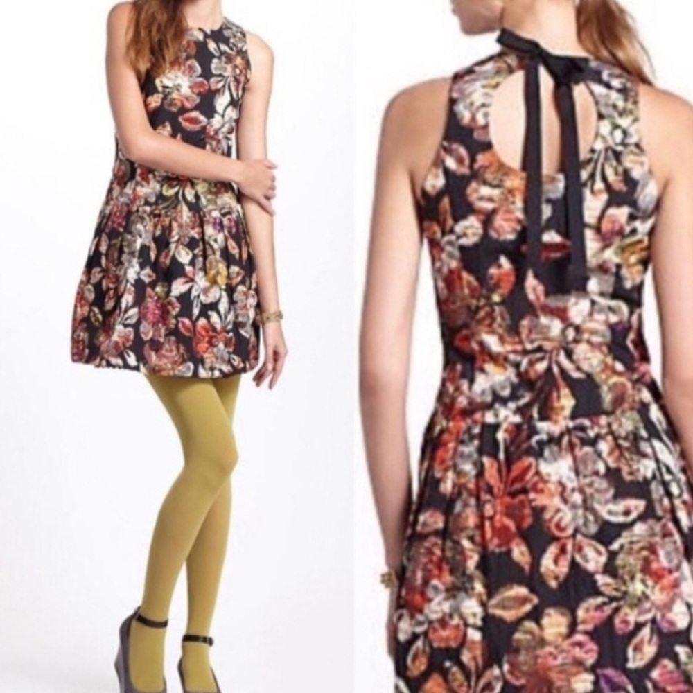 Anthropologie Leifsdottir Adelita Brocade Metallic Mini Dress Pockets